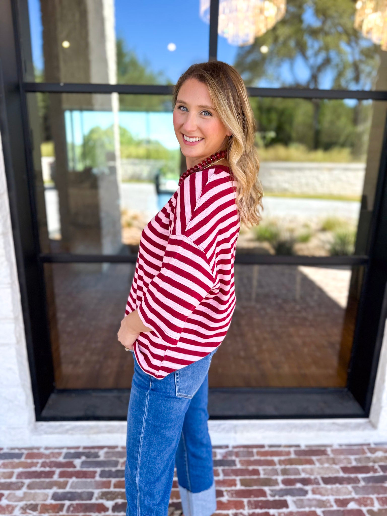 The Coffee Run Tee - Pink Sangria-210 Casual Blouses-ENTRO-July & June Women's Fashion Boutique Located in San Antonio, Texas
