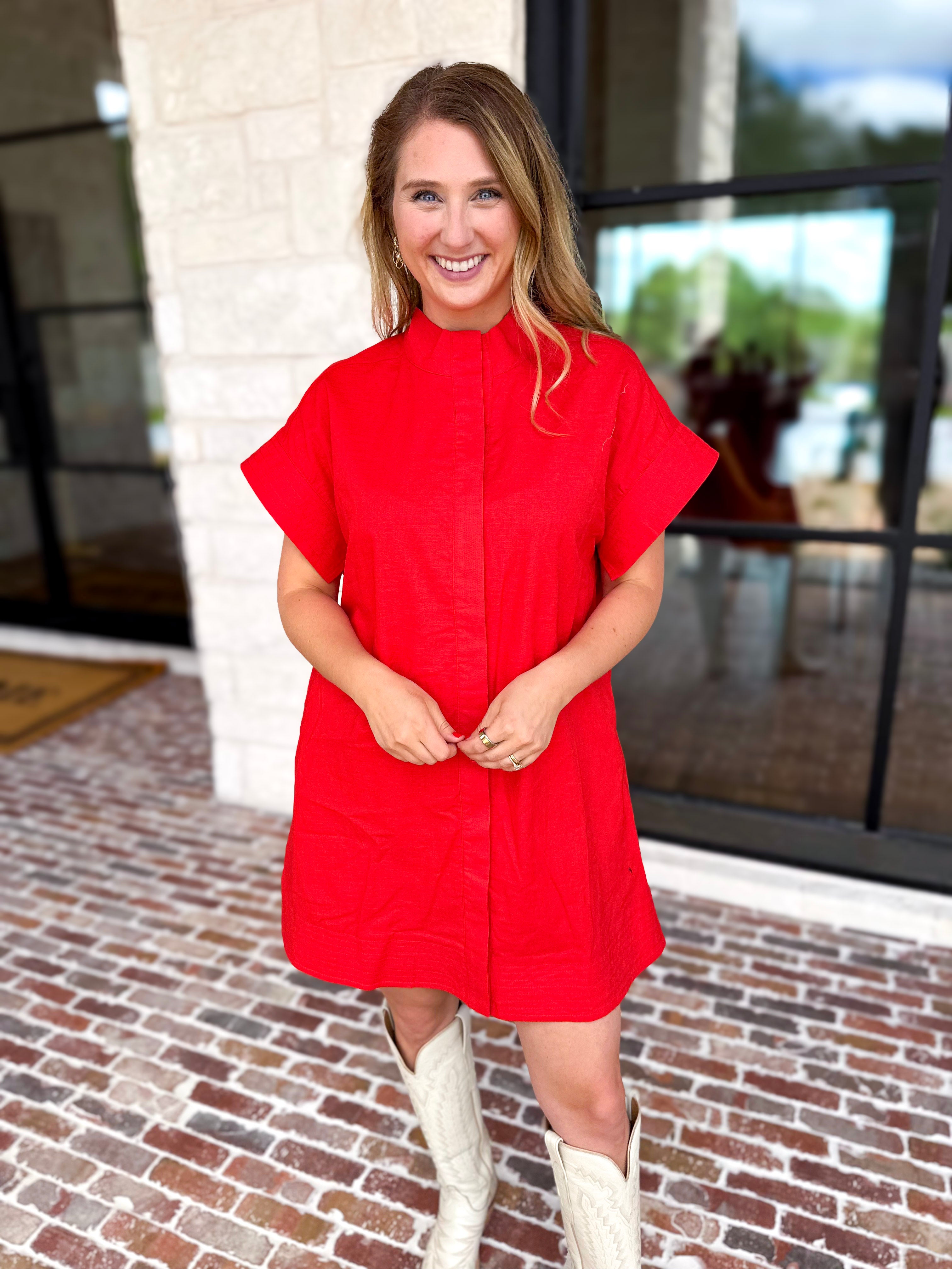 The Everyday Red Mini Dress-510 Mini-ENTRO-July & June Women's Fashion Boutique Located in San Antonio, Texas