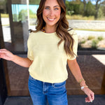 Textured Everyday Knit Top - Lemon-230 Sweaters/Cardis-ALLIE ROSE-July & June Women's Fashion Boutique Located in San Antonio, Texas
