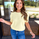 Textured Everyday Knit Top - Lemon-230 Sweaters/Cardis-ALLIE ROSE-July & June Women's Fashion Boutique Located in San Antonio, Texas