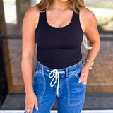 Everyday Built-in-Bra Tank - Black-220 Basic Tops-MONO B-July & June Women's Fashion Boutique Located in San Antonio, Texas