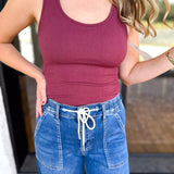 Everyday Built-in-Bra Tank - Rosewood-220 Basic Tops-MONO B-July & June Women's Fashion Boutique Located in San Antonio, Texas