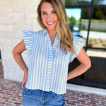 THML - Boardwalk Stripe Blouse-200 Fashion Blouses-THML-July & June Women's Fashion Boutique Located in San Antonio, Texas