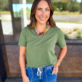 Everyday Essential V-Neck Tee - Sage-210 Casual Blouses-MONO B-July & June Women's Fashion Boutique Located in San Antonio, Texas