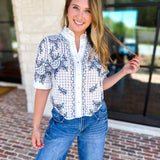 THML - Geometric Floral Blouse-200 Fashion Blouses-THML-July & June Women's Fashion Boutique Located in San Antonio, Texas