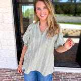 Sage Picnic Blouse-200 Fashion Blouses-JODIFL-July & June Women's Fashion Boutique Located in San Antonio, Texas