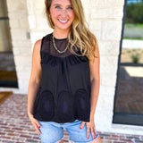 Sheer Details Tank - Black-200 Fashion Blouses-FATE-July & June Women's Fashion Boutique Located in San Antonio, Texas