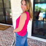 Liverpool - Hot Pink Boatneck Knit Top-200 Fashion Blouses-LIVERPOOL JEANS COMPANY-July & June Women's Fashion Boutique Located in San Antonio, Texas