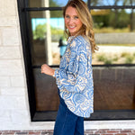 Salty Air Bubble Sleeve Blouse-200 Fashion Blouses-FATE-July & June Women's Fashion Boutique Located in San Antonio, Texas