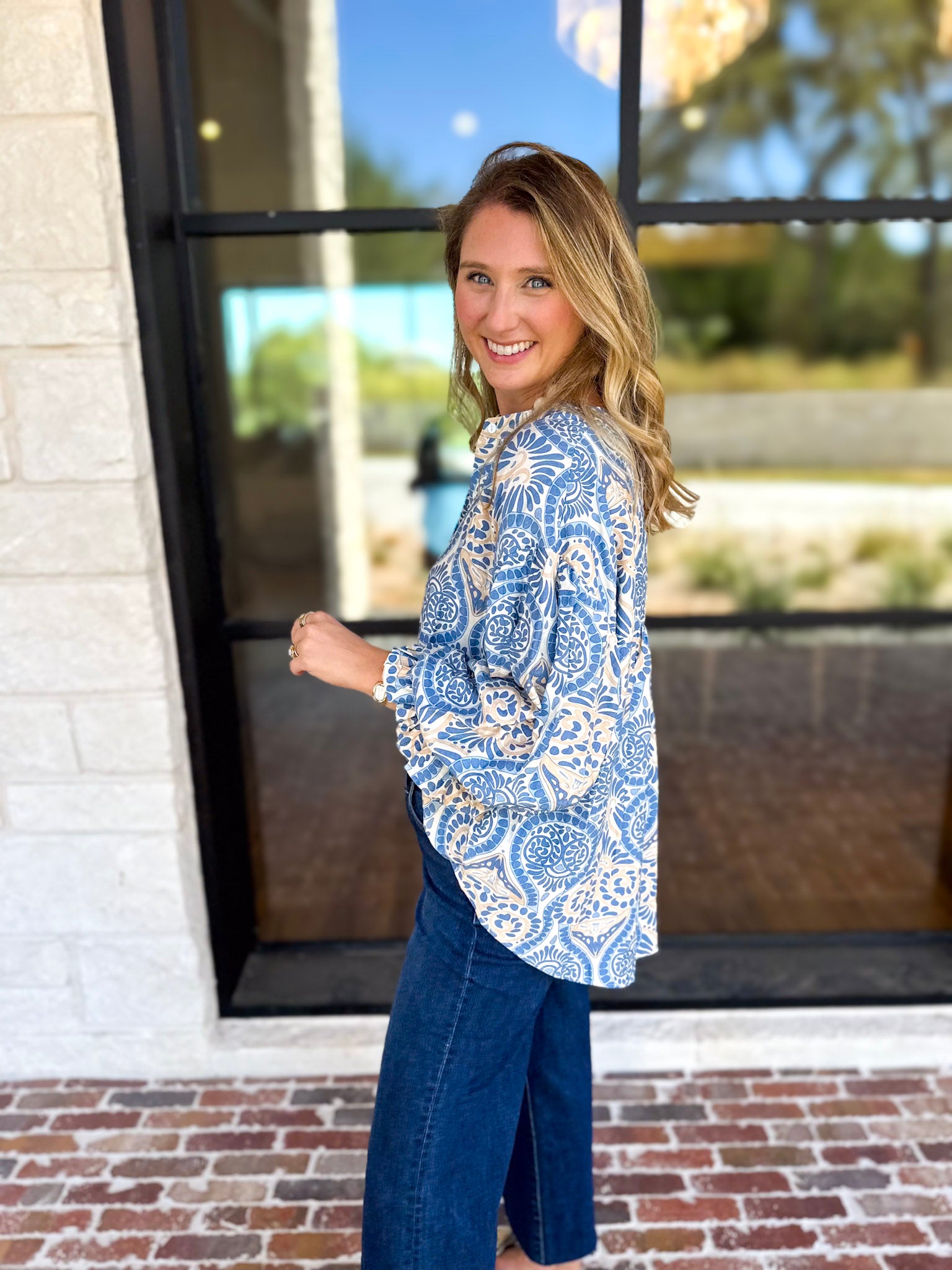 Salty Air Bubble Sleeve Blouse-200 Fashion Blouses-FATE-July & June Women's Fashion Boutique Located in San Antonio, Texas