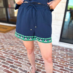 The Cabo Shorts Set - Navy/Green-510 Mini-ENTRO-July & June Women's Fashion Boutique Located in San Antonio, Texas