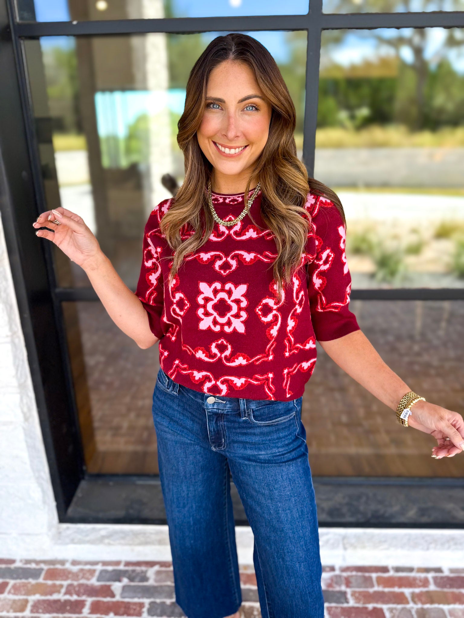 THML - Cherry On Top Sweater-230 Sweaters/Cardis-THML-July & June Women's Fashion Boutique Located in San Antonio, Texas