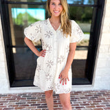 Ivory Sands Floral Mini Dress-510 Mini-JODIFL-July & June Women's Fashion Boutique Located in San Antonio, Texas