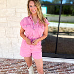 Casual Cool Utility Romper - Pink-510 Mini-FATE-July & June Women's Fashion Boutique Located in San Antonio, Texas