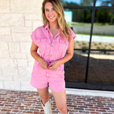 Casual Cool Utility Romper - Pink-510 Mini-FATE-July & June Women's Fashion Boutique Located in San Antonio, Texas