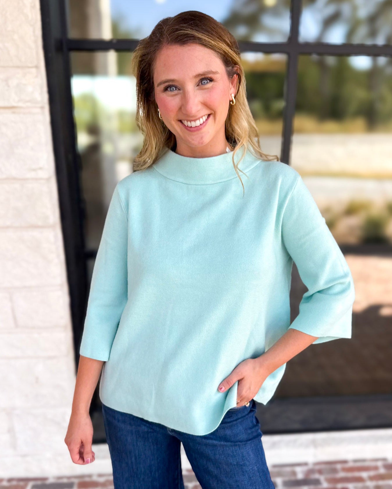 Fresh Start Mock Neck Sweater-230 Sweaters/Cardis-FATE-July & June Women's Fashion Boutique Located in San Antonio, Texas