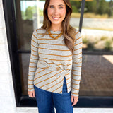Liverpool - Twist Boat Neck Knit Top-200 Fashion Blouses-LIVERPOOL JEANS COMPANY-July & June Women's Fashion Boutique Located in San Antonio, Texas