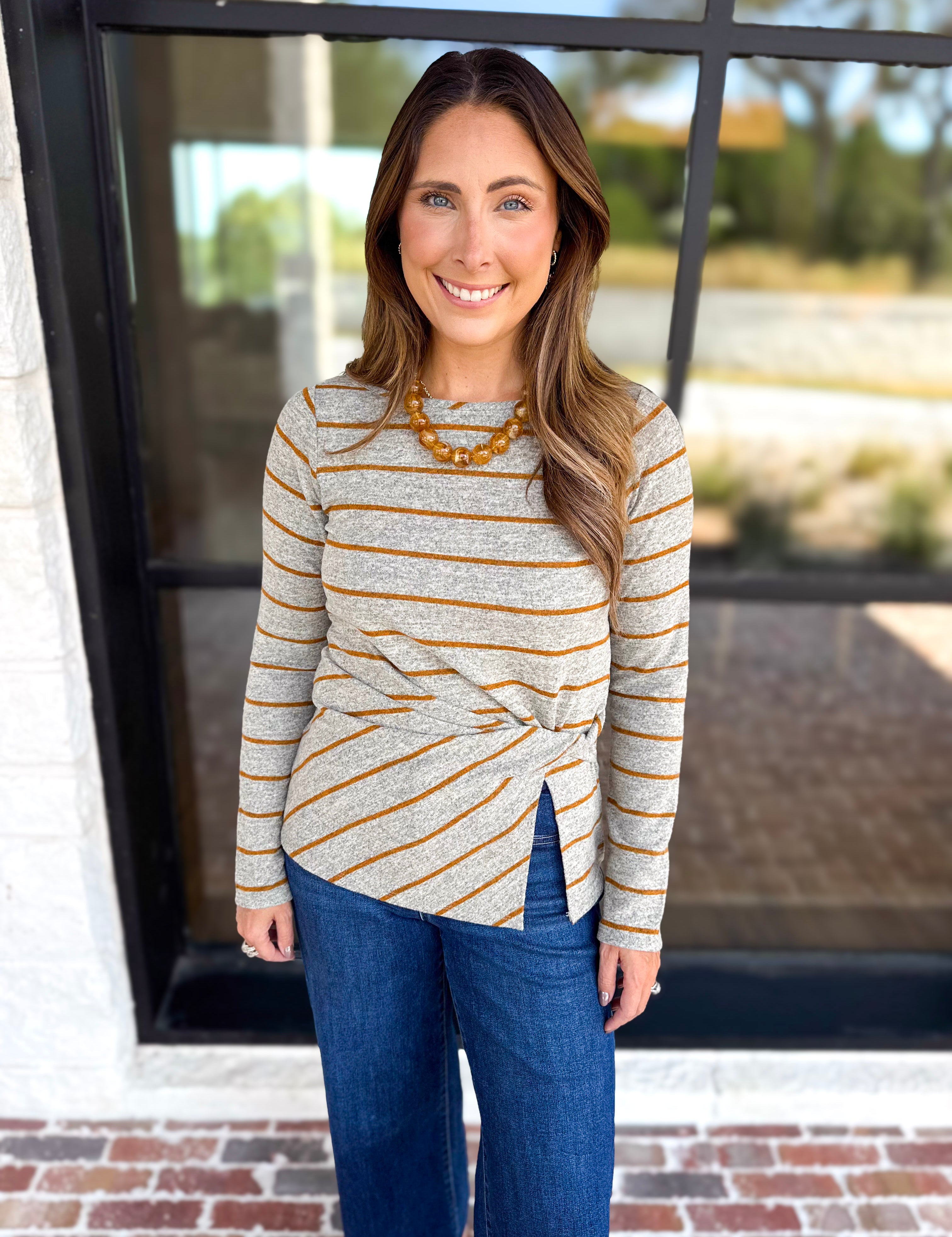 Liverpool - Twist Boat Neck Knit Top-200 Fashion Blouses-LIVERPOOL JEANS COMPANY-July & June Women's Fashion Boutique Located in San Antonio, Texas