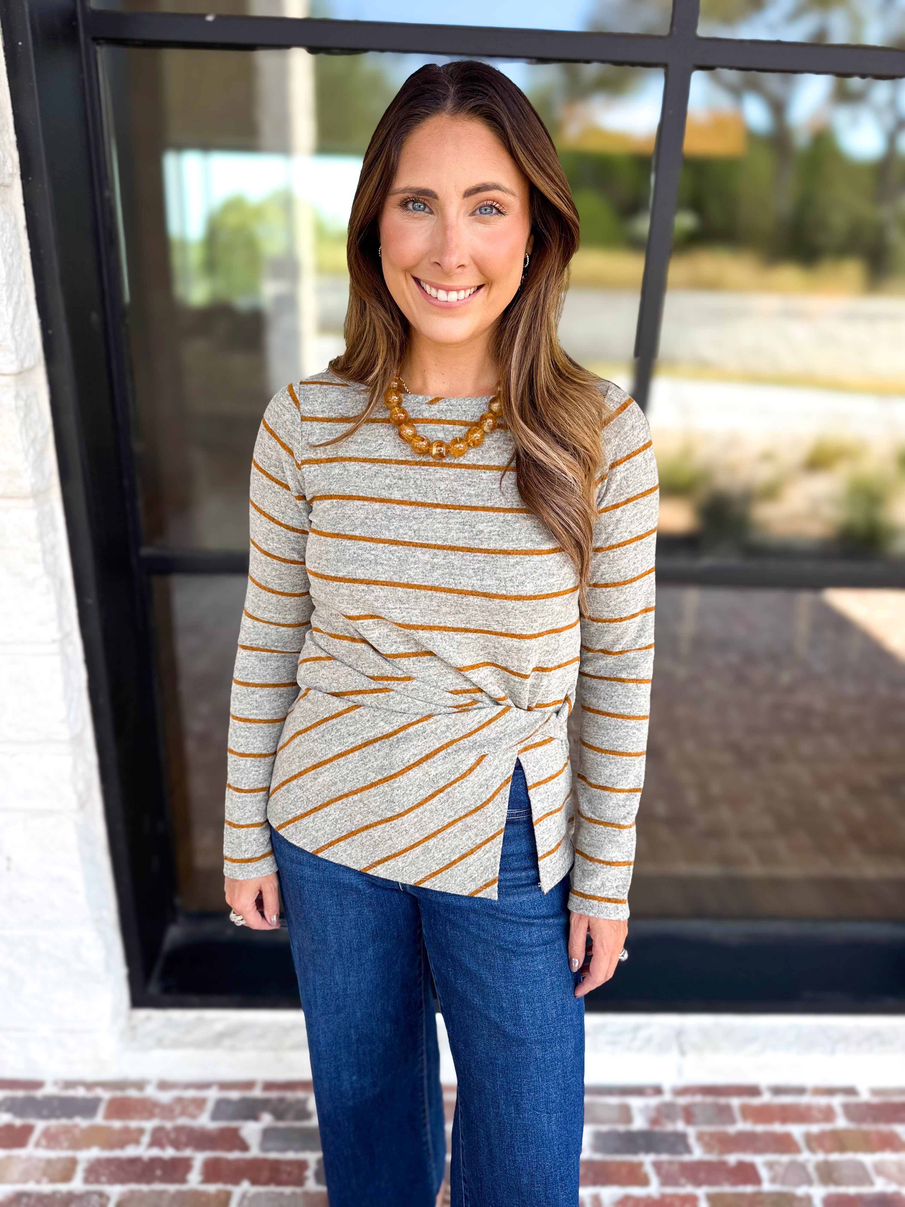 Liverpool - Twist Boat Neck Knit Top-200 Fashion Blouses-LIVERPOOL JEANS COMPANY-July & June Women's Fashion Boutique Located in San Antonio, Texas