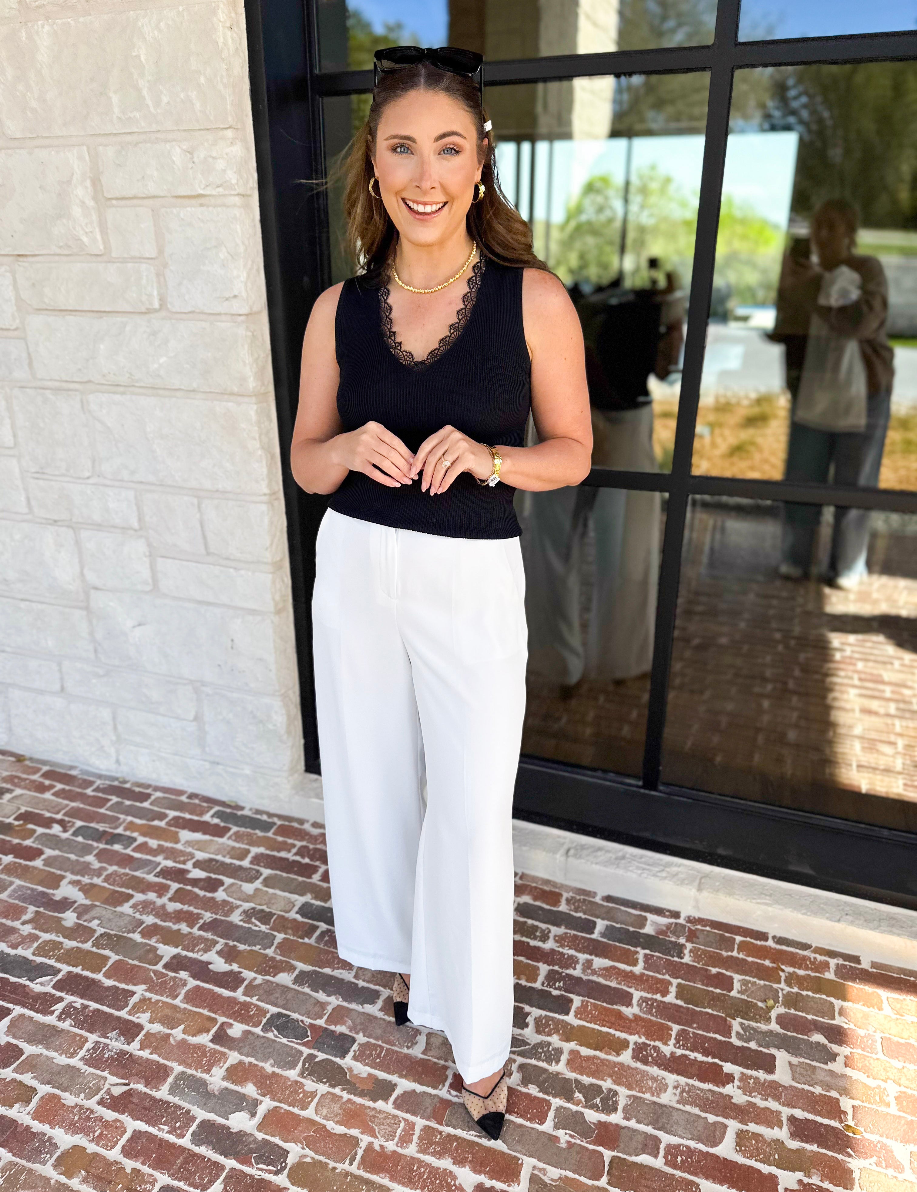 Spring It Girl Trouser - White-400 Pants-SKIES ARE BLUE-July & June Women's Fashion Boutique Located in San Antonio, Texas