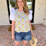 Spring Celebration Blouse - Ivory-200 Fashion Blouses-JODIFL-July & June Women's Fashion Boutique Located in San Antonio, Texas