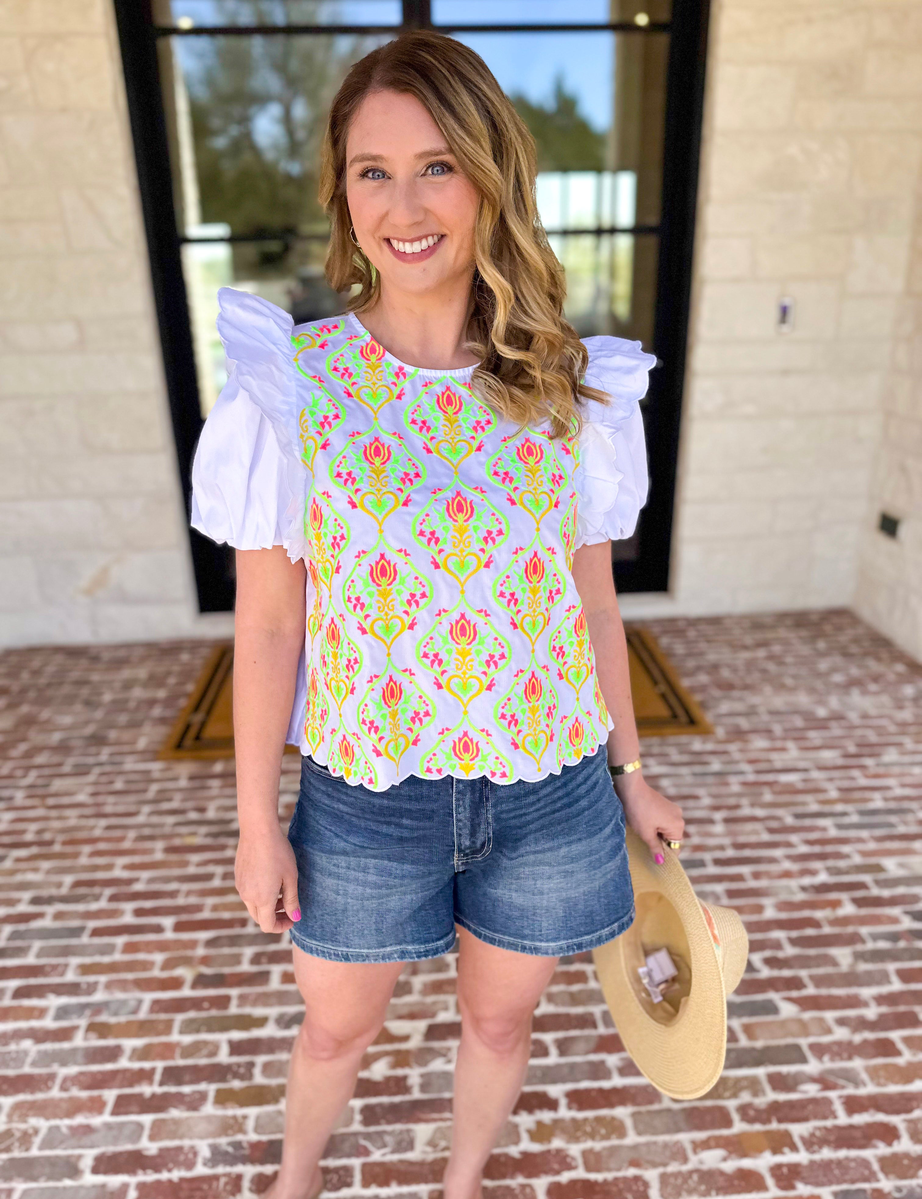 Spring Celebration Blouse - Ivory-200 Fashion Blouses-JODIFL-July & June Women's Fashion Boutique Located in San Antonio, Texas