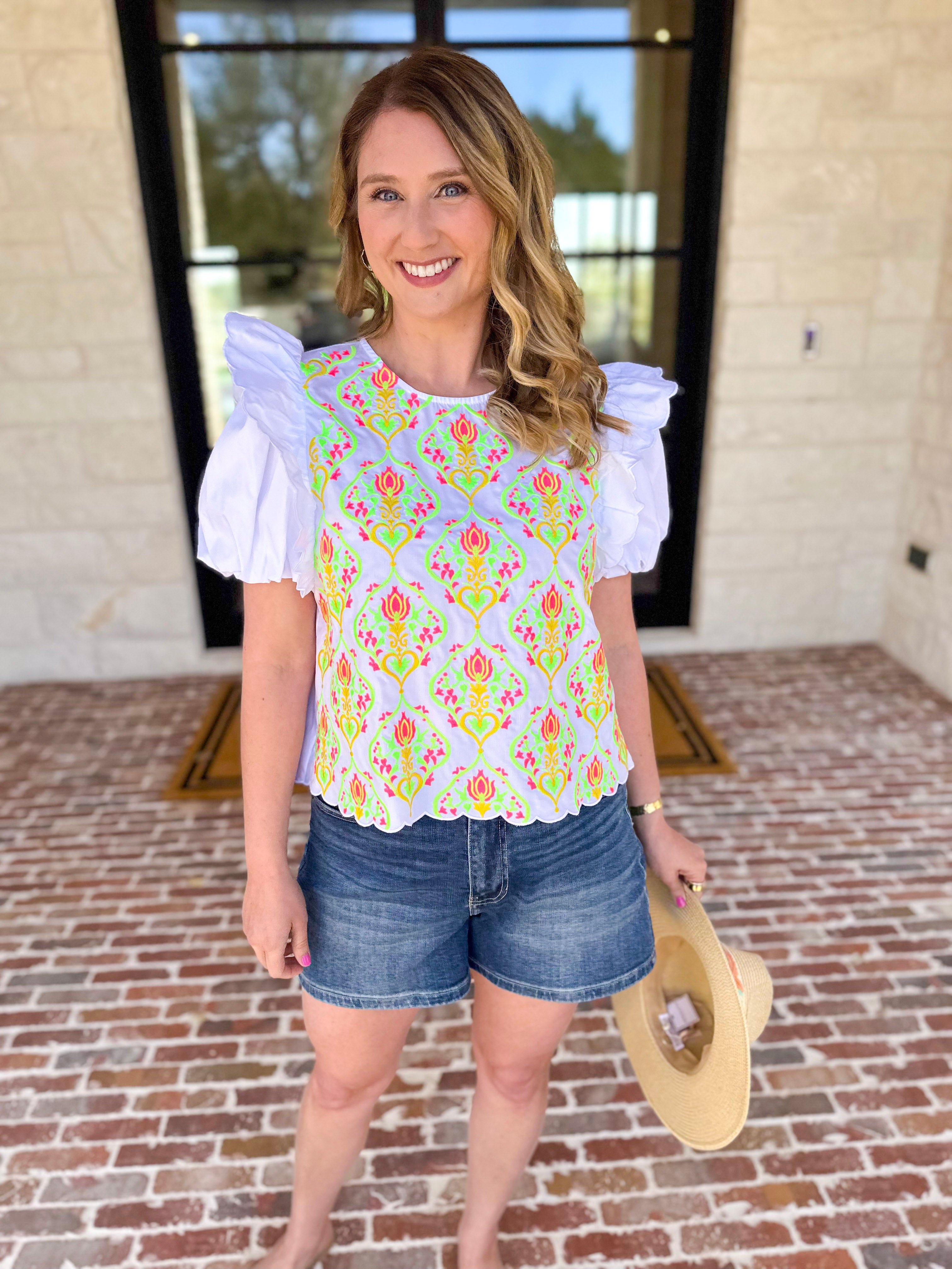 Spring Celebration Blouse - Ivory-200 Fashion Blouses-JODIFL-July & June Women's Fashion Boutique Located in San Antonio, Texas