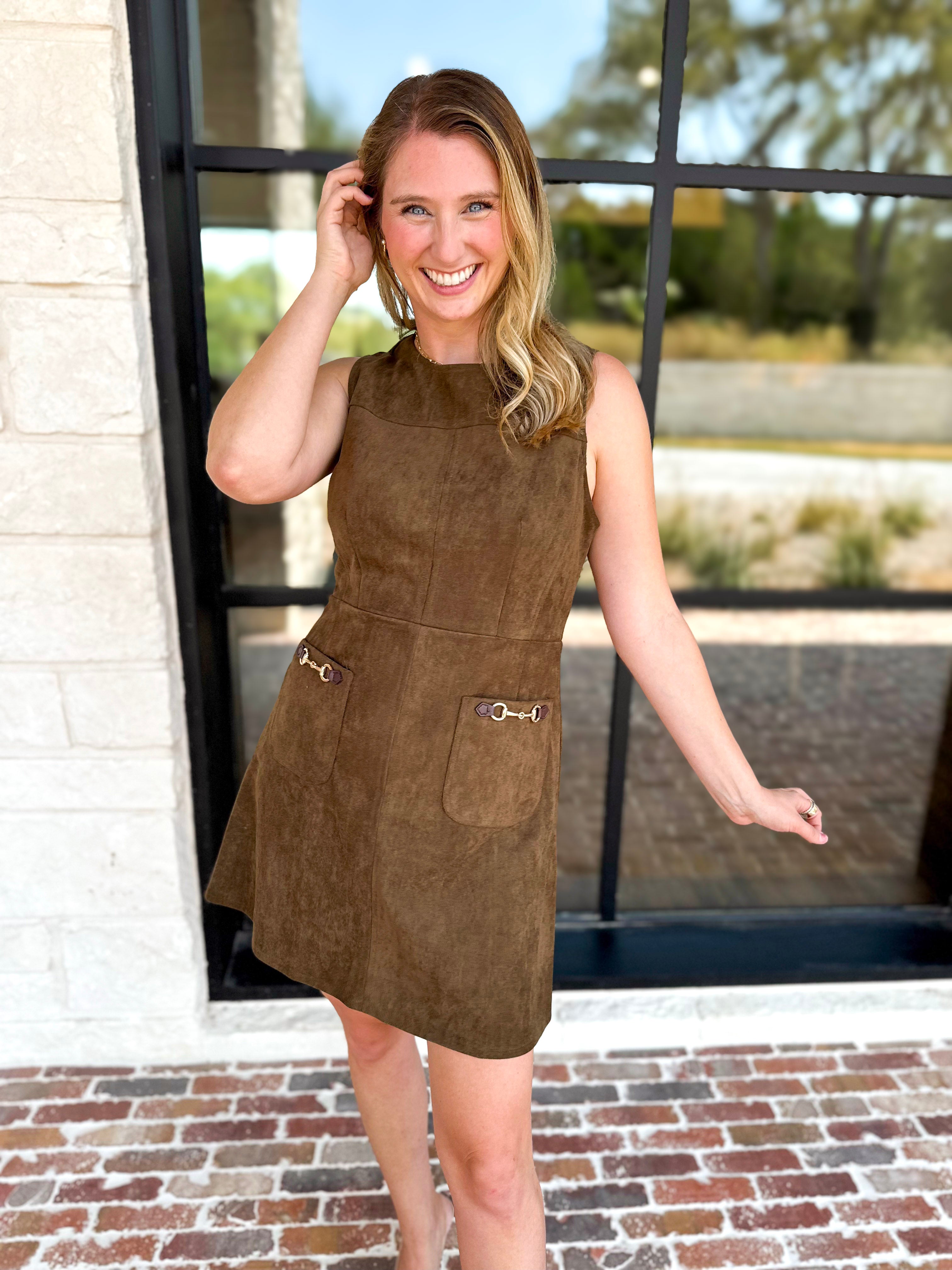 The Aria Mini Dress - Olive Brown-510 Mini-ENTRO-July & June Women's Fashion Boutique Located in San Antonio, Texas