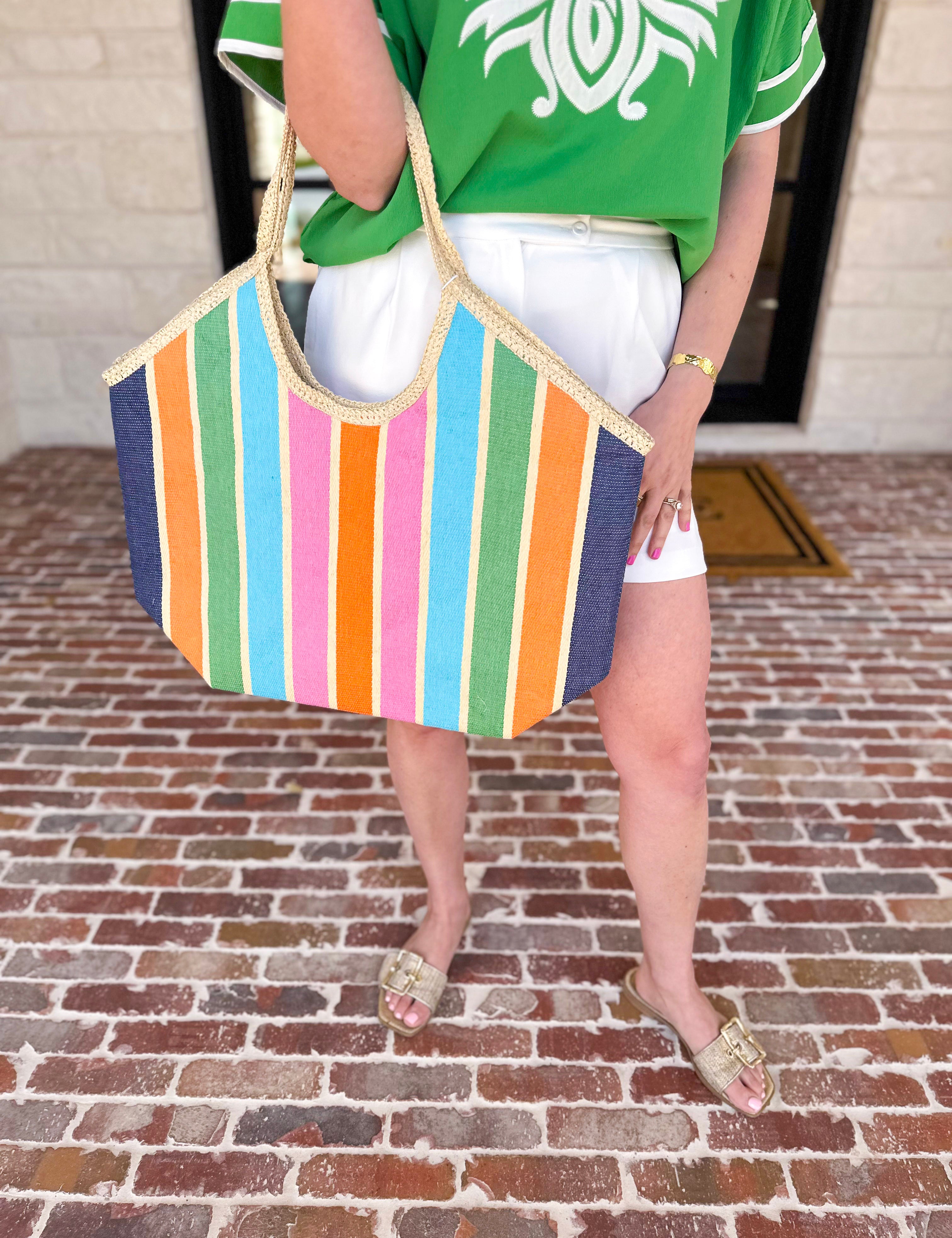 Capri Tote Bag - Pink Multi-130 ACCESSORIES-SHIRALEAH-July & June Women's Fashion Boutique Located in San Antonio, Texas