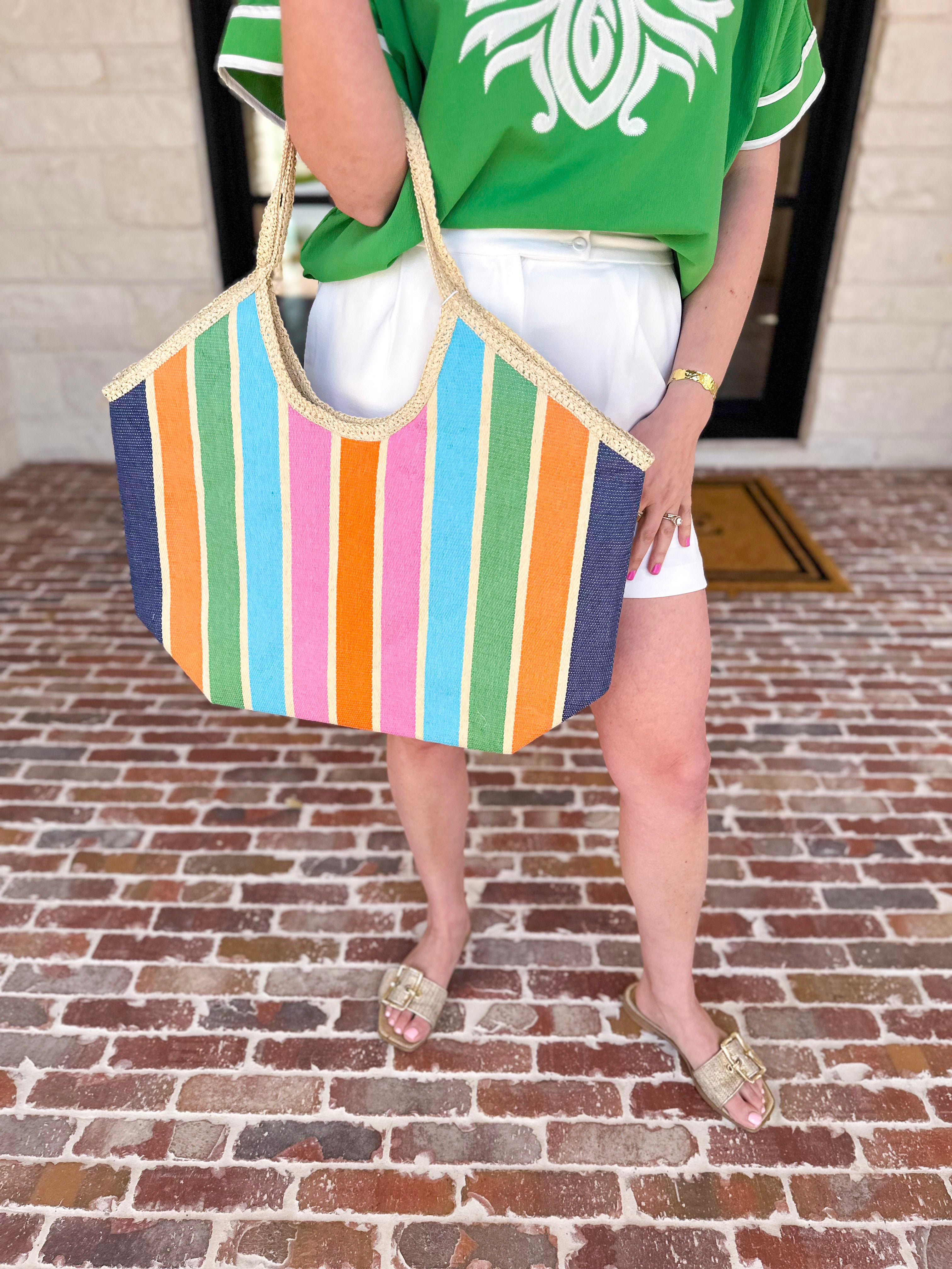 Capri Tote Bag - Pink Multi-130 ACCESSORIES-SHIRALEAH-July & June Women's Fashion Boutique Located in San Antonio, Texas