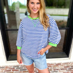 Royal Stripe Tee-210 Casual Blouses-JODIFL-July & June Women's Fashion Boutique Located in San Antonio, Texas