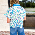 The Maisie Floral Scalloped Blouse - Blue & Ivory-200 Fashion Blouses-ENTRO-July & June Women's Fashion Boutique Located in San Antonio, Texas