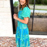 Current Air - Blue Tide Floral Midi Dress-500 Midi-CURRENT AIR CLOTHING-July & June Women's Fashion Boutique Located in San Antonio, Texas