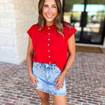 Short Sleeve Everyday Cardigan - Red-230 Sweaters/Cardis-DOUBLE ZERO-July & June Women's Fashion Boutique Located in San Antonio, Texas