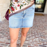 Vervet - High Rise Denim Mini Skirt-410 Shorts/Skirts-VEVERT BY FLYING MONKEY-July & June Women's Fashion Boutique Located in San Antonio, Texas