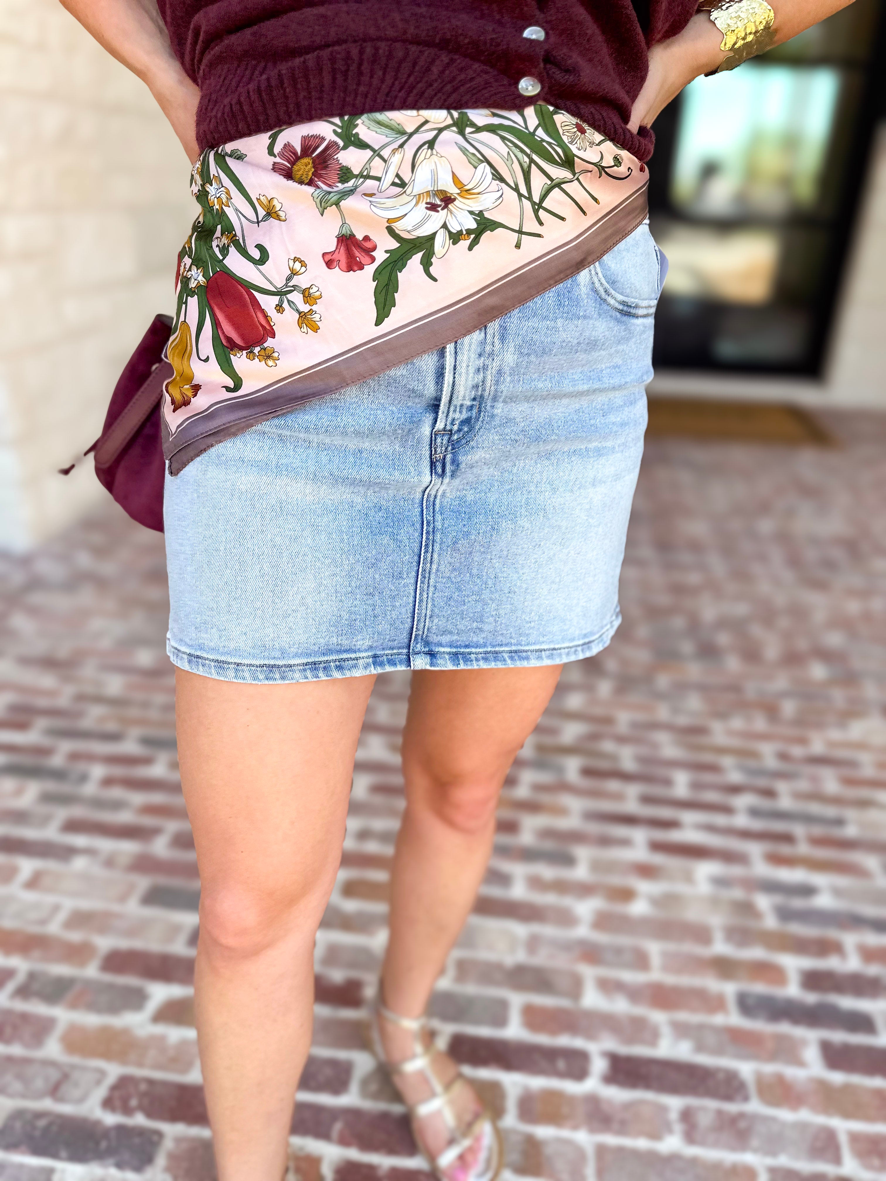 Vervet - High Rise Denim Mini Skirt-410 Shorts/Skirts-VEVERT BY FLYING MONKEY-July & June Women's Fashion Boutique Located in San Antonio, Texas