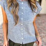 Short Sleeve Everyday Cardigan - Heather Gray-230 Sweaters/Cardis-DOUBLE ZERO-July & June Women's Fashion Boutique Located in San Antonio, Texas