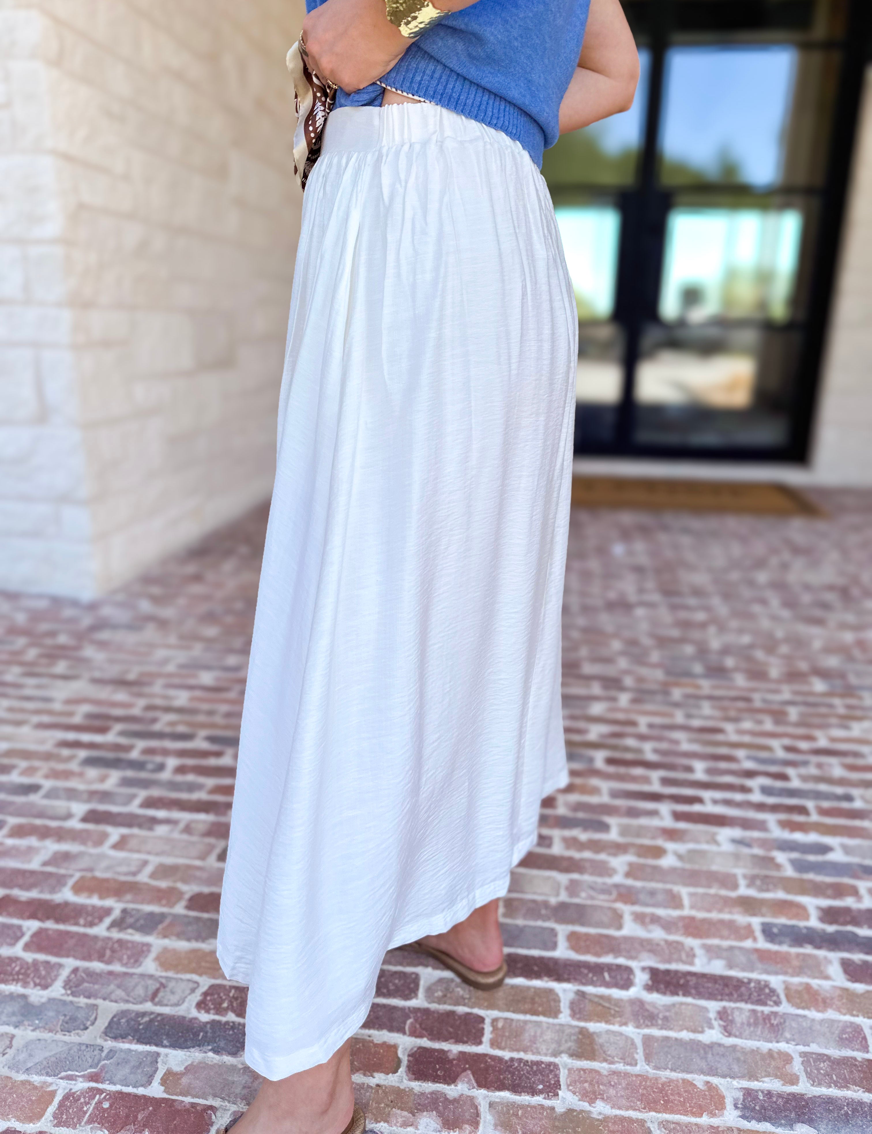 Closet Staple White Midi Skirt-410 Shorts/Skirts-STYLE USA-July & June Women's Fashion Boutique Located in San Antonio, Texas