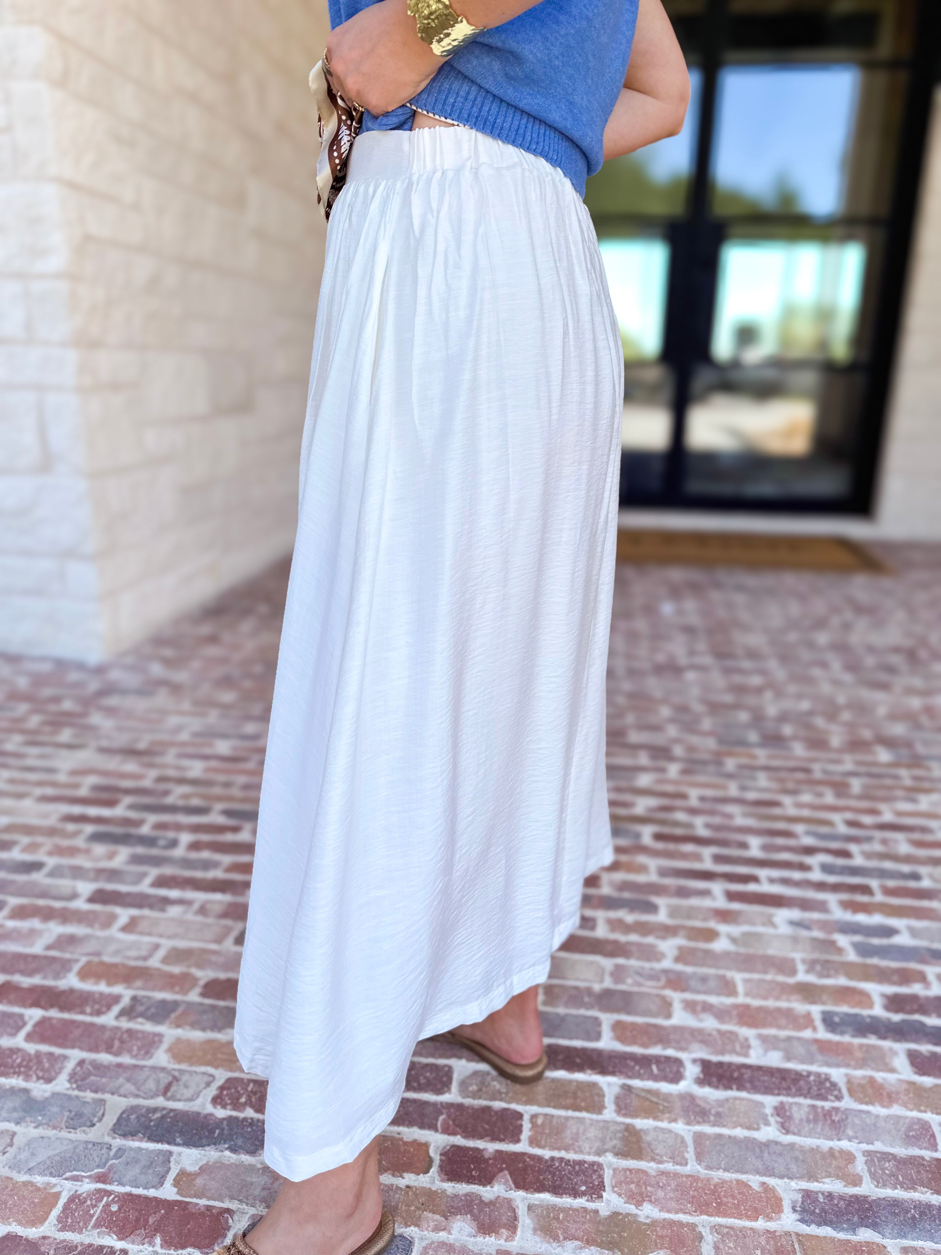 Closet Staple White Midi Skirt-410 Shorts/Skirts-STYLE USA-July & June Women's Fashion Boutique Located in San Antonio, Texas
