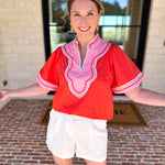 THML - Sunburst & Pink Blouse-200 Fashion Blouses-THML-July & June Women's Fashion Boutique Located in San Antonio, Texas