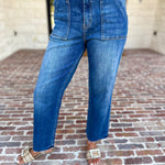 Vervet - High Rise Utility Cropped Jeans-420 Denim-VEVERT BY FLYING MONKEY-July & June Women's Fashion Boutique Located in San Antonio, Texas