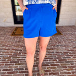 The It Girl Trouser Shorts - Electric Blue-410 Shorts/Skirts-SKIES ARE BLUE-July & June Women's Fashion Boutique Located in San Antonio, Texas