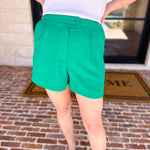 The It Girl Trouser Shorts - Kelly Green-410 Shorts/Skirts-SKIES ARE BLUE-July & June Women's Fashion Boutique Located in San Antonio, Texas