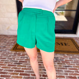 The It Girl Trouser Shorts - Kelly Green-410 Shorts/Skirts-SKIES ARE BLUE-July & June Women's Fashion Boutique Located in San Antonio, Texas