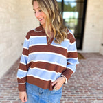 The Stevie Striped Cozy Sweater-230 Sweaters/Cardis-SKIES ARE BLUE-July & June Women's Fashion Boutique Located in San Antonio, Texas