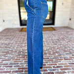 Vervet - Pin Tick High Rise Wide Leg Jeans-420 Denim-VEVERT BY FLYING MONKEY-July & June Women's Fashion Boutique Located in San Antonio, Texas