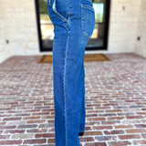 Vervet - Pin Tick High Rise Wide Leg Jeans-420 Denim-VEVERT BY FLYING MONKEY-July & June Women's Fashion Boutique Located in San Antonio, Texas