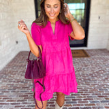 Mary Square - Soft Suede Mini Dress - Hot Pink-510 Mini-MARY SQUARE-July & June Women's Fashion Boutique Located in San Antonio, Texas