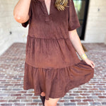 Mary Square - Soft Suede Mini Dress - Coffee-510 Mini-MARY SQUARE-July & June Women's Fashion Boutique Located in San Antonio, Texas