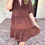 Mary Square - Soft Suede Mini Dress - Coffee-510 Mini-MARY SQUARE-July & June Women's Fashion Boutique Located in San Antonio, Texas